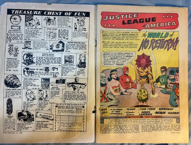 Justice League of America #1    cover detached from staples, light waterstain inside front cover   Good