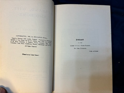 Goss, Charles.  Husband, Wife and Home. Phil: Vir Pub, (1905). 1st ed. Cloth, gilt. Fine