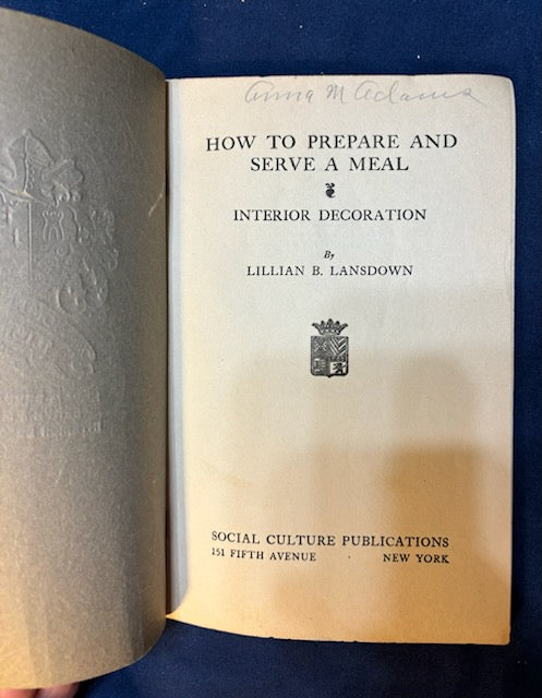 Woman’s Library. NY: Social Culture Pub, (1922). 1st ed. 5 vols, on Sex, Beauty, How to Prepare a Meal, etc. Stiff wrappers. VG