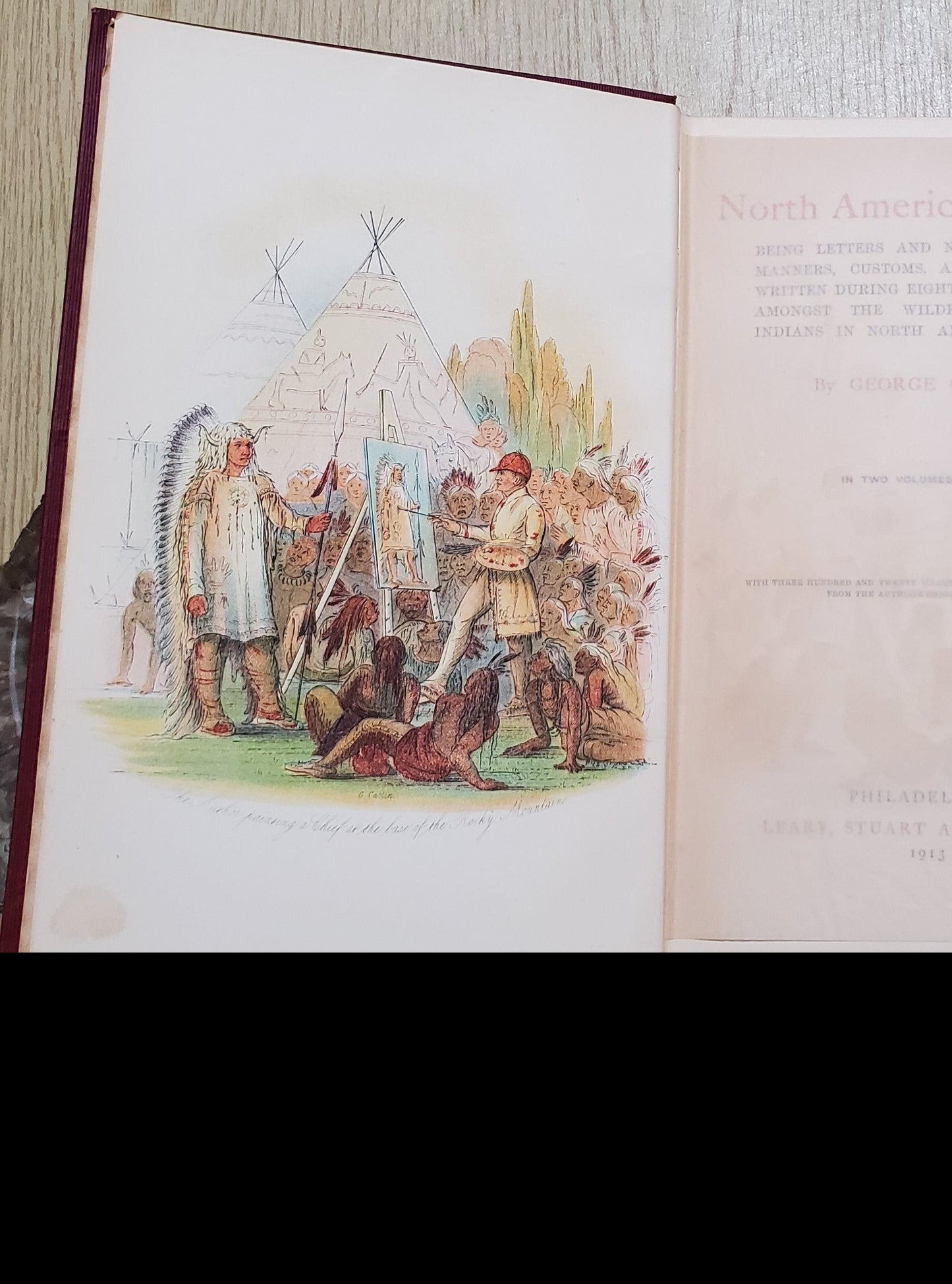 Catlin, George. The North American Indians. Phil: Leary, Stuart, 1913. 2 vols. 1st ed, 1st issue with color plates. Slight foxing to endpapers. Pict cloth, gilt. Fine
