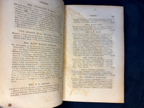 Moore, Frank. Women of the War. Hartford, CT: S. S. Scranton, 1866. Illus. 1st ed. Cloth, gilt. Foxing. Cover wrinkled.Very Good