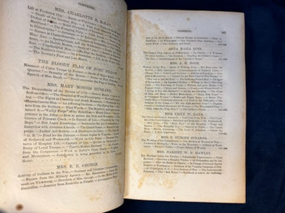 Moore, Frank. Women of the War. Hartford, CT: S. S. Scranton, 1866. Illus. 1st ed. Cloth, gilt. Foxing. Cover wrinkled.Very Good