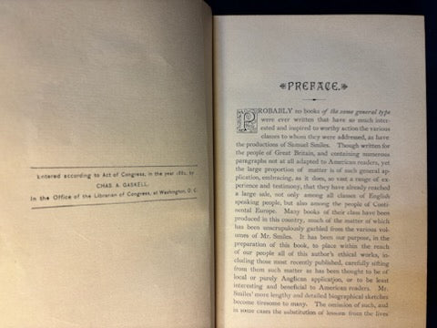 Smiles, Samuel.  Happy Homes and the Hearts that Make Them. Chicago: U. S. Publishing, 1888. Revised ed. Illus. Spine faded. Pict cloth, gilt. Very Good