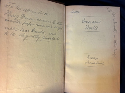Emerson, Ralph  Waldo. Writings. Boston: Ticknor and Fields, 1858 - 1863 (complete to date) Early reprints. 1.5" chip to spine on one vol, two vols have penciled instructions for re-binding. [see details on Literature, Sets page]. Very Good