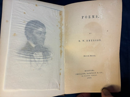 Emerson, Ralph  Waldo. Writings. Boston: Ticknor and Fields, 1858 - 1863 (complete to date) Early reprints. 1.5" chip to spine on one vol, two vols have penciled instructions for re-binding. [see details on Literature, Sets page]. Very Good