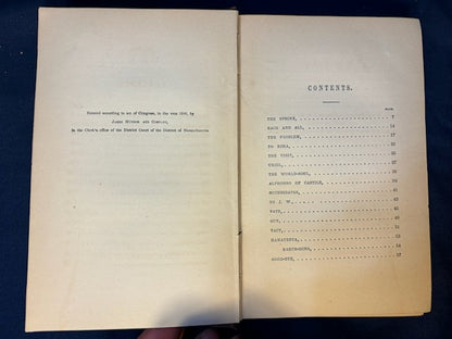 Emerson, Ralph  Waldo. Writings. Boston: Ticknor and Fields, 1858 - 1863 (complete to date) Early reprints. 1.5" chip to spine on one vol, two vols have penciled instructions for re-binding. [see details on Literature, Sets page]. Very Good