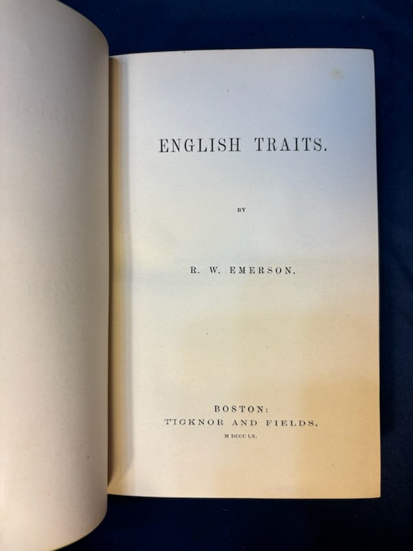 Emerson, Ralph  Waldo. Writings. Boston: Ticknor and Fields, 1858 - 1863 (complete to date) Early reprints. 1.5" chip to spine on one vol, two vols have penciled instructions for re-binding. [see details on Literature, Sets page]. Very Good