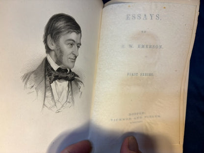 Emerson, Ralph  Waldo. Writings. Boston: Ticknor and Fields, 1858 - 1863 (complete to date) Early reprints. 1.5" chip to spine on one vol, two vols have penciled instructions for re-binding. [see details on Literature, Sets page]. Very Good