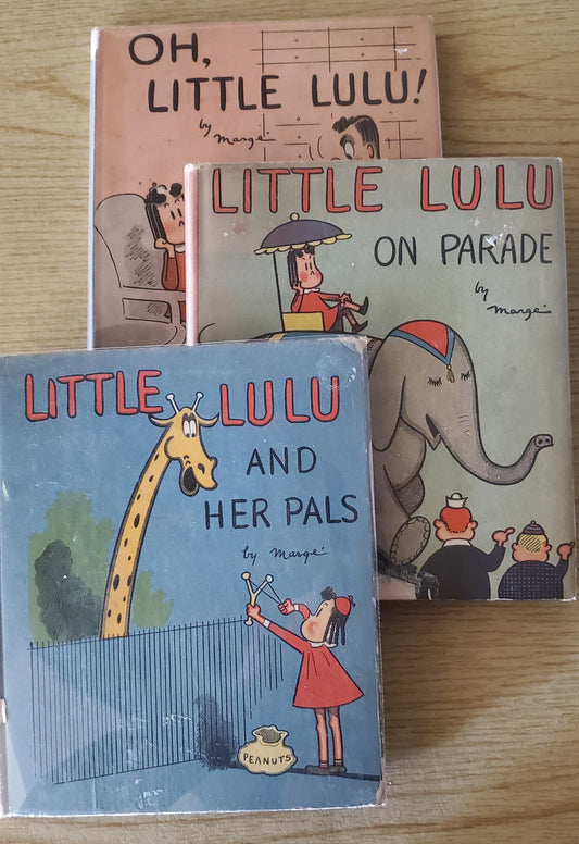 Little Lulu (three books)......Oh, Little Lulu!; Little Lulu on Parade; Little Lulu and Her Pals. David Mckay, 1939, 1941, 1943. 1st eds. Three chapbooks. Little Lulu and Her Pals without dj, the other two with djs. All three books VG